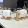 Wooden Toilet Paper Holder with Desktop & Wall-Mount Design, Vertical Storage Rack Also for Facial Tissues, Bathroom Organizer
