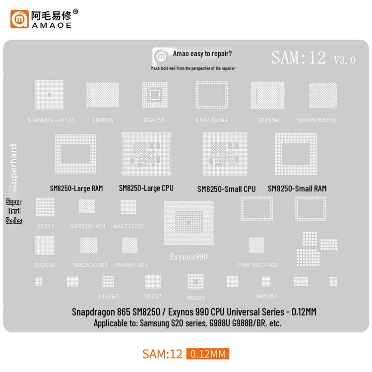 Amao Suitable Solder Paste Stencil for Samsung S20/S21/A70/A90/J720/S10+/Note10 Multi-Purpose Chip