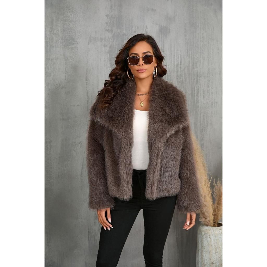 Fur Big Collar Synthetic Fur Coat Short Fashion Imitation Fox Fur Coat Fluffy Plush Women's Clothing