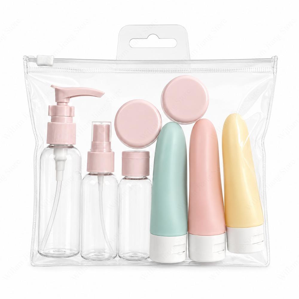 3/11pcs Empty Travel Bottles Set Storage Bag Fine Mist Spray Bottle Squeeze Tubes Liquid Cream Lotion Containers For Trip