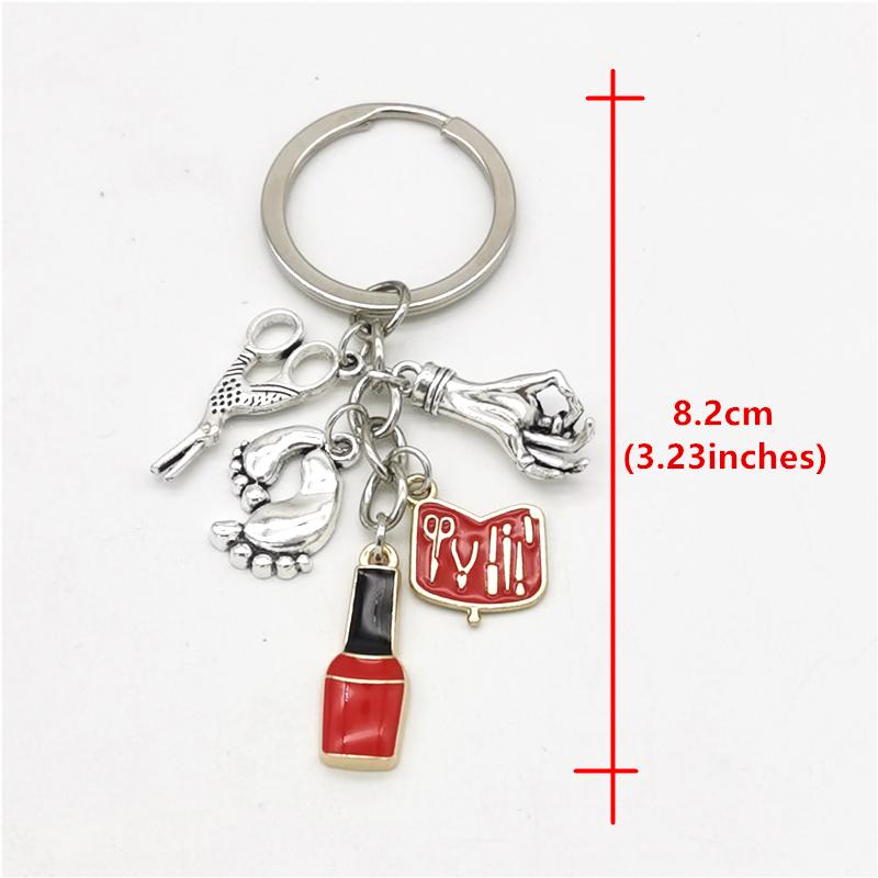 Fashion Nail Art Key Chain Vintage Style Mini Nail Art Nail Polish Keyring Scissors Keychains