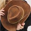 Antique Paint Wide Brim Cowboy Fedora Hat Suede Hat For Women Men Riding Hat Autumn Panama Cowgirl Hat Sombrero Vaquero