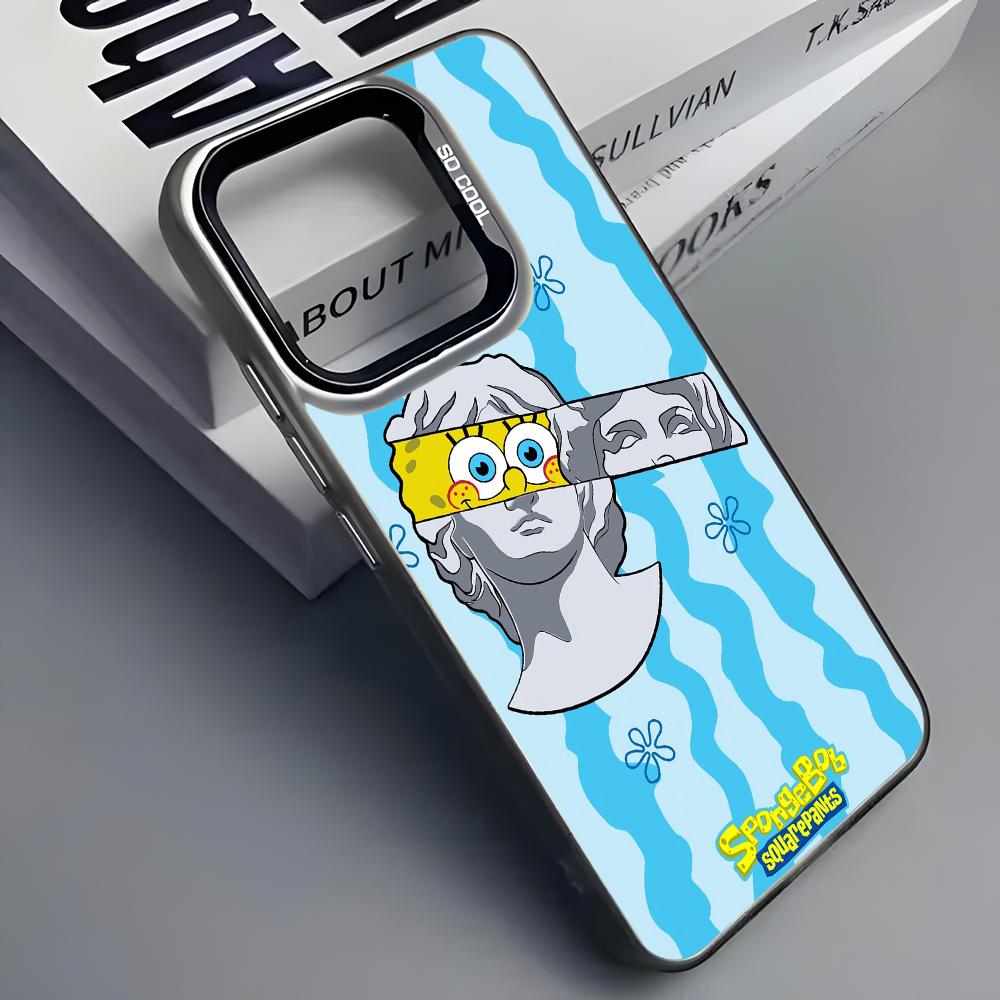 

Смешной чехол для телефона Губка Боб S для iPhone 16 15 14 13 12 11 Pro Max Серый Черный Матовый Лазерный Металлик Аврора Funda iphone14