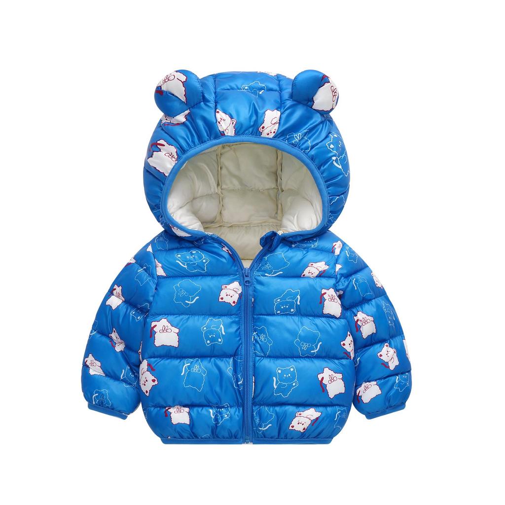 Children's Lightweight Autumn/Winter Cartoon Down Cotton Jacket for Boys and Girls - Small/Medium, Thickened Outerwear.