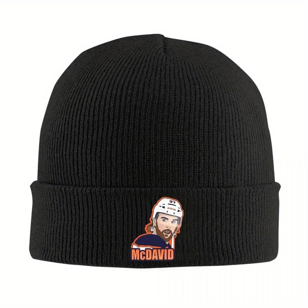 Connor McDavid 97 For Edmonton Oilers Fans Warm Knitted Cap Fashion Bonnet Hat Autumn Winter Outdoor Beanies Hats for Men Women