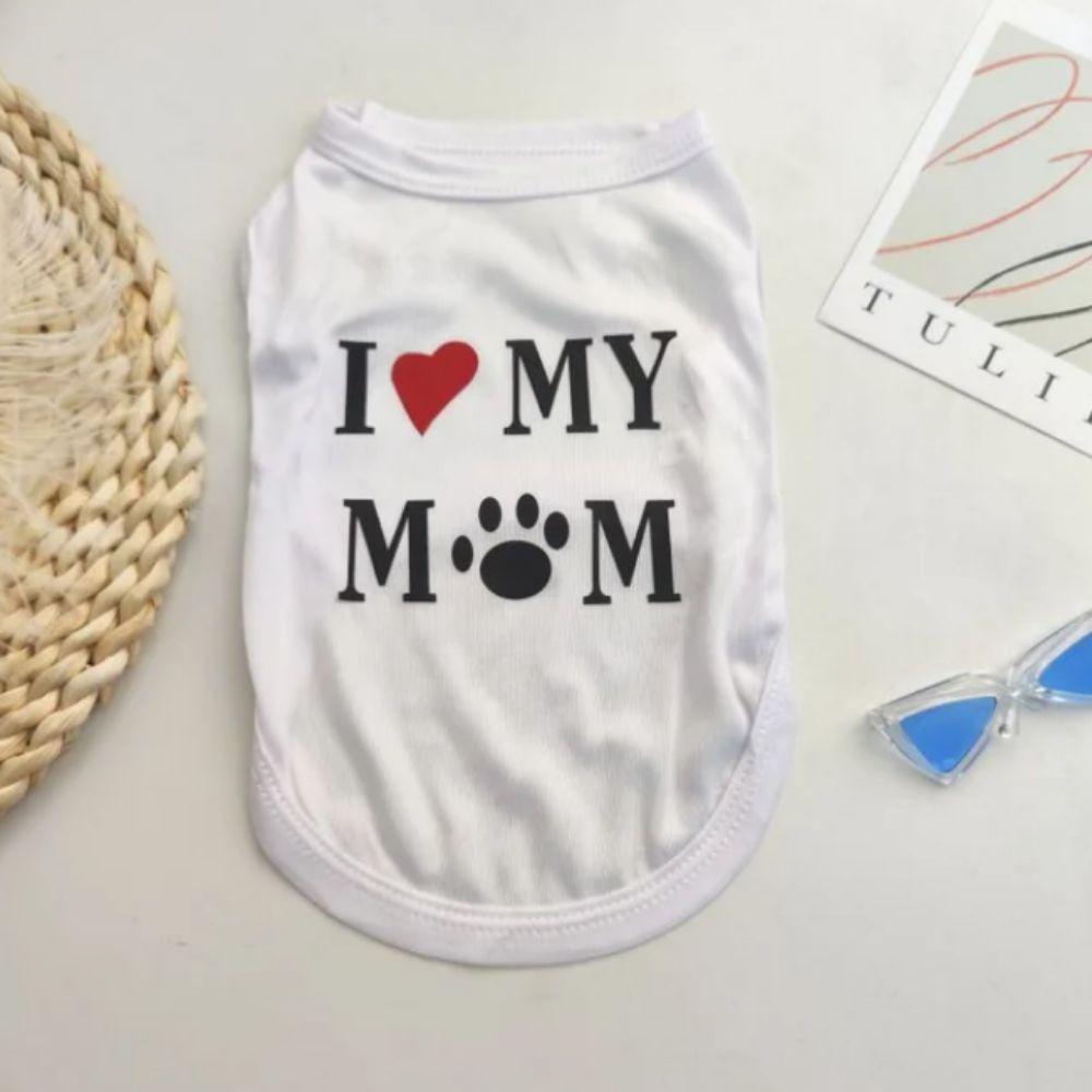 Breathable Pet Love Print Vest Polyester Puppy Love Mommy Sleeveless Cat Vest Tee Shirt  Summer