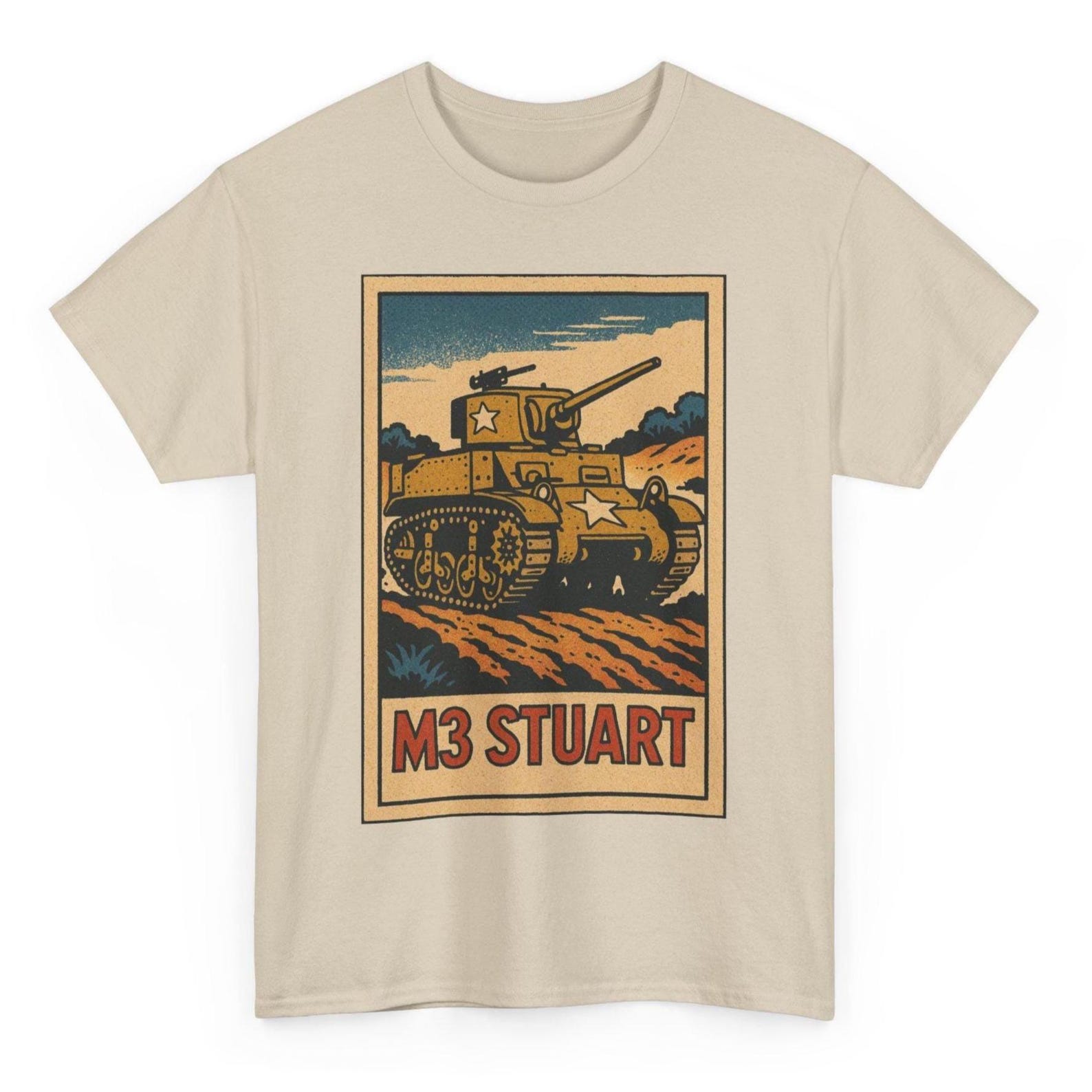 M3 Stuart Tank T-Shirt: Retro Comic Style WWII Tee 4XL