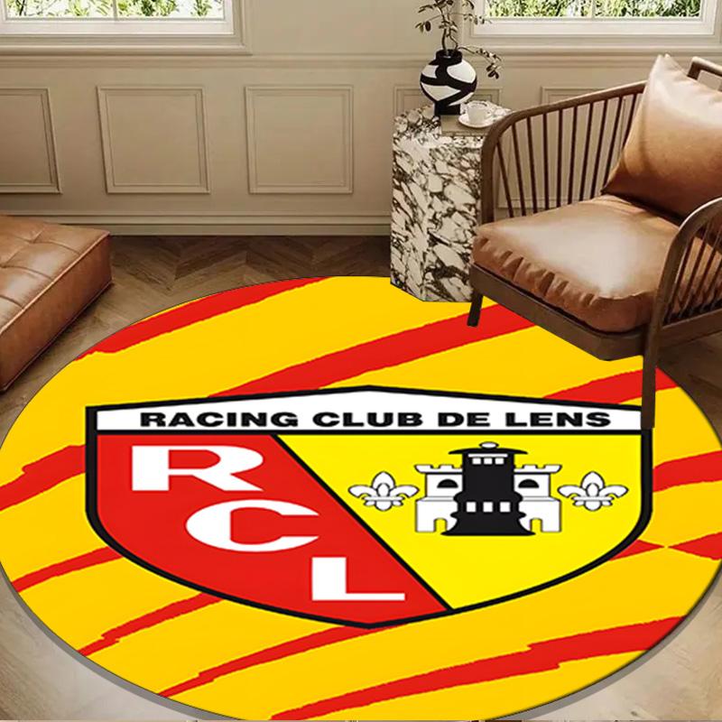 Racing Club De Lens Crest Round Mat, Anti-slip Circle Carpet Chair Rug For livingroom,Bedroom, Doormat Home Decor Gift Christmas Gifts