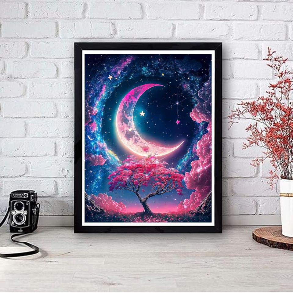 EverShine Moon 5D Diamond Painting Tree Rhinestone Pictures Diamond Embroidery Scenery DIY Mosaic Fantasy 2024 New Holiday Gifts