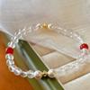 Vintage 6Mm Natural White Crystal Basic Bracelet, Women'S Chalcedony Contrasting Bracelet, Niche High-End Sense