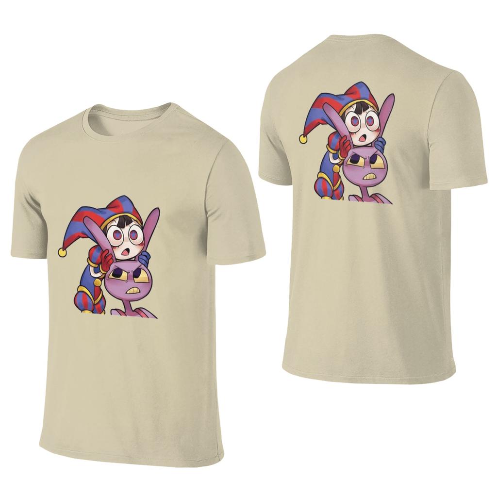 100 Cotton Pomni Tadc Jax The Amazing Circus Tshirt Unisexs Double Sided T Shirt Unisex Round Neck Summer Shirts Tops S6xl