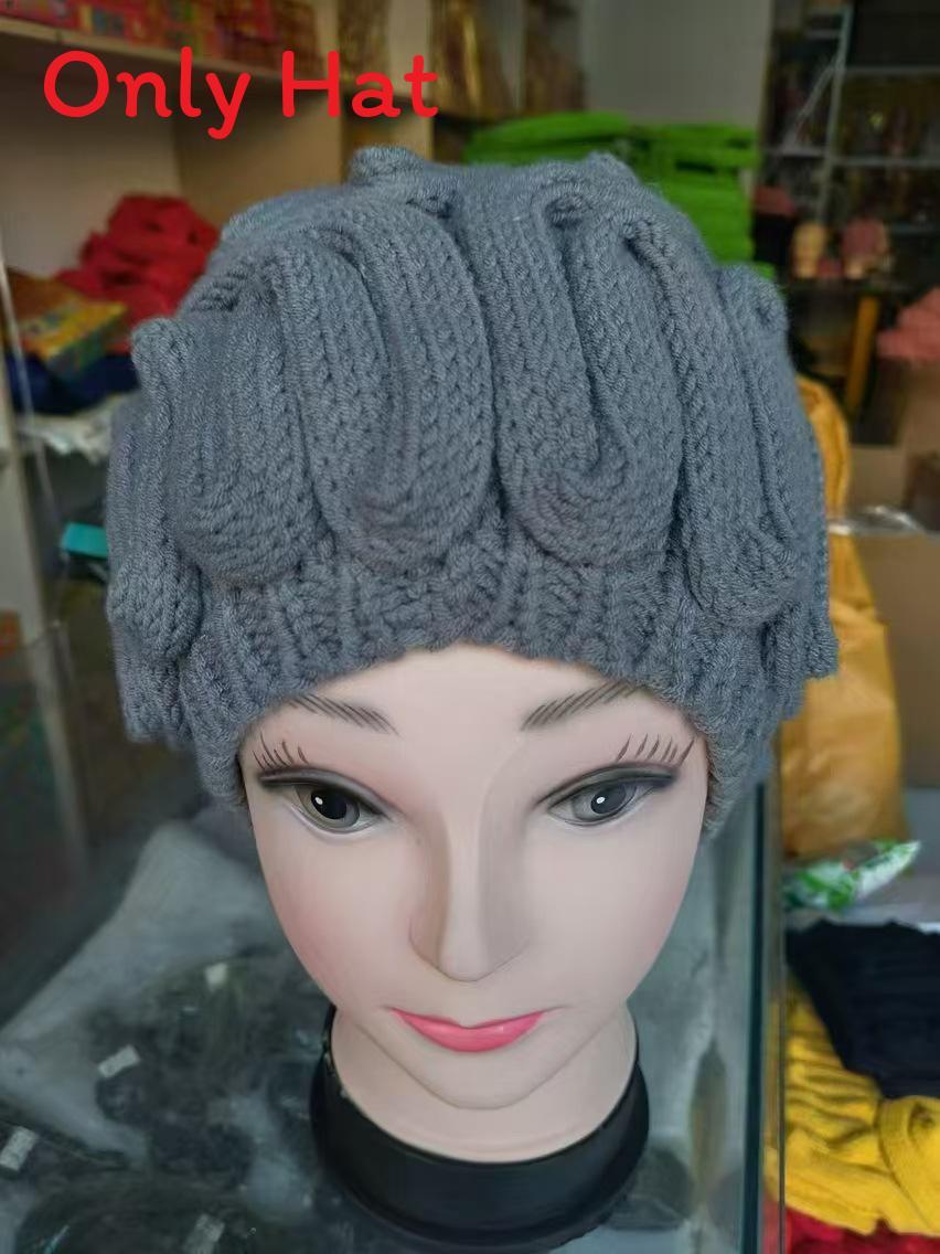 

Knitted Brain Pattern Hat For Women Winter Warmth And Windproof Protection Gray