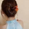 U Shape Chinese Style Red Fish Hair Sticks for Women Tassel Beads Hairpin Hanfu Wedding Glitter Jewelry Hair Accessories