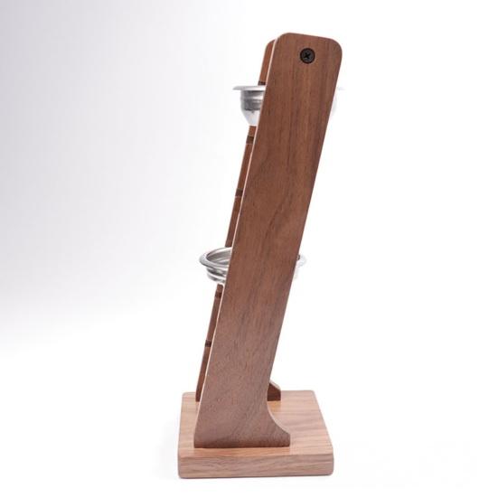 Wood Espresso Portafilter Holder with 3 Slots Universal Stand for 51/53/58mm Espresso Baskets Compact Countertop Organizer