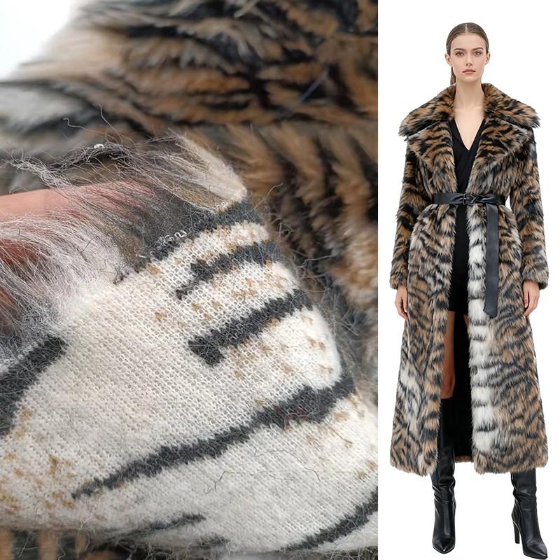 50x160cm Artificial Plush Cloth Tiger Pattern Artificial Fur Fabric for Performance DIY Sewing Background Carpet Cushion Materia