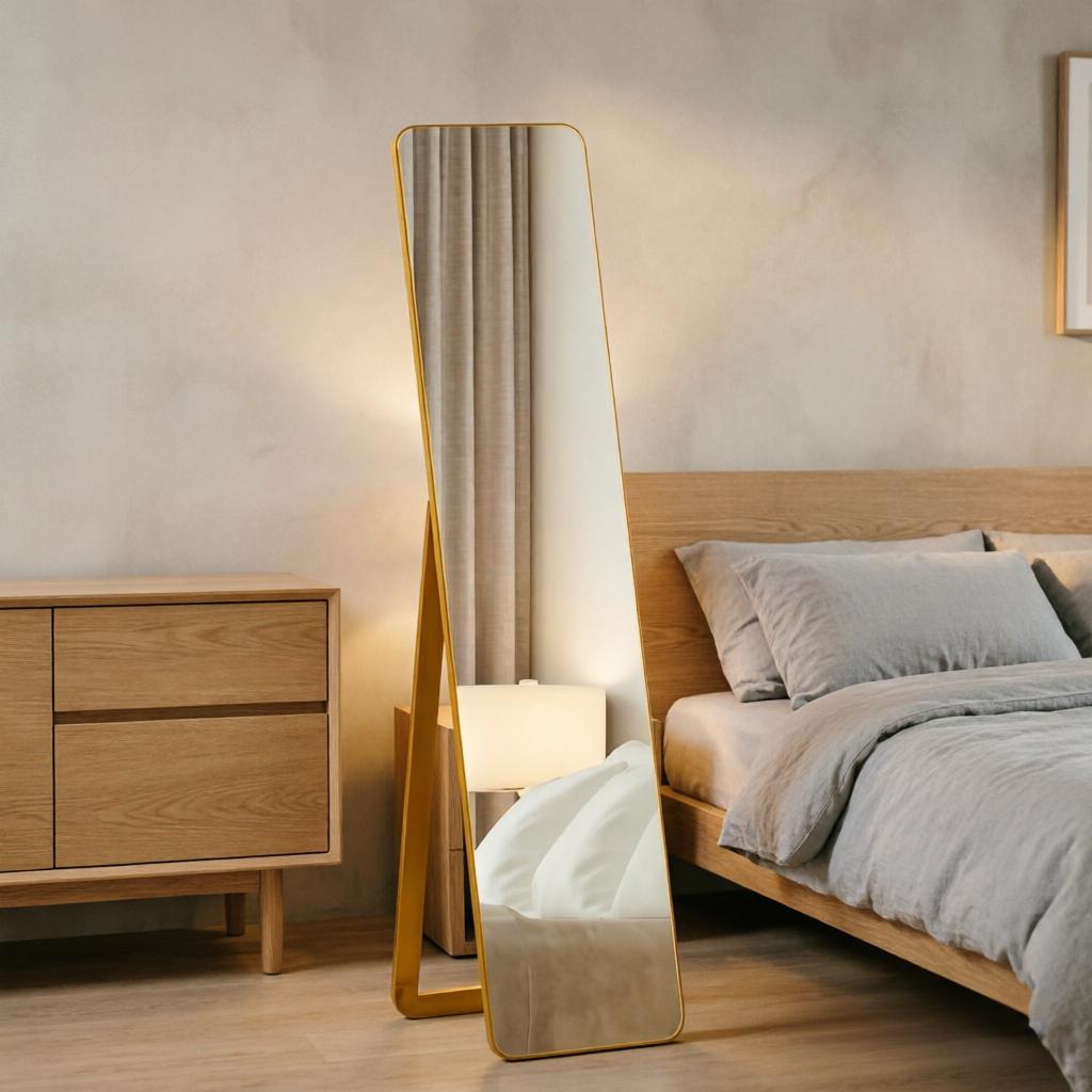 Elegant Floor Mirror, Full-Length Standing Mirror, Rectangular Standing Mirror with Stable Frame (only with Floor Mirror)