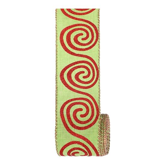 5 Yards Christmas Wired Ribbon 2.48" Red Green Polka Dot/Stripe/Swirl Christmas Wrapping Ribbon for Xmas Tree Wreath Bow Gift Wrapping DIY Crafts