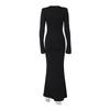 Elegant Ruched Maxi Dress for Women Fashion Sexy Long Sleeve Autumn O-neck Evening Party Dresses