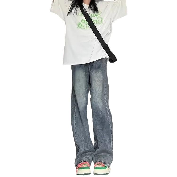 Women's 2025 Retro High Street Jeans: Fleece-Lined Straight, Narrow & Wide Leg Options for Spring, Autumn, Winter
