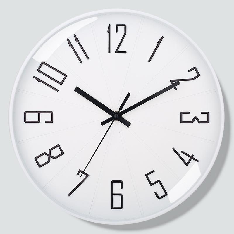 12 Inch 30CM Silent Wall Clock, Creative and Fashionable, Three-dimensional Digital Minimalist Clock for Home Living Room