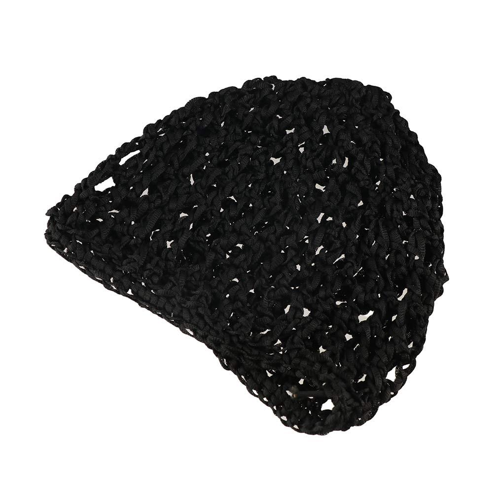 Turban Hat Black Wig Caps Adjustable Strap Crochet Hair Snood Fashion Mesh Hair Net Casual
