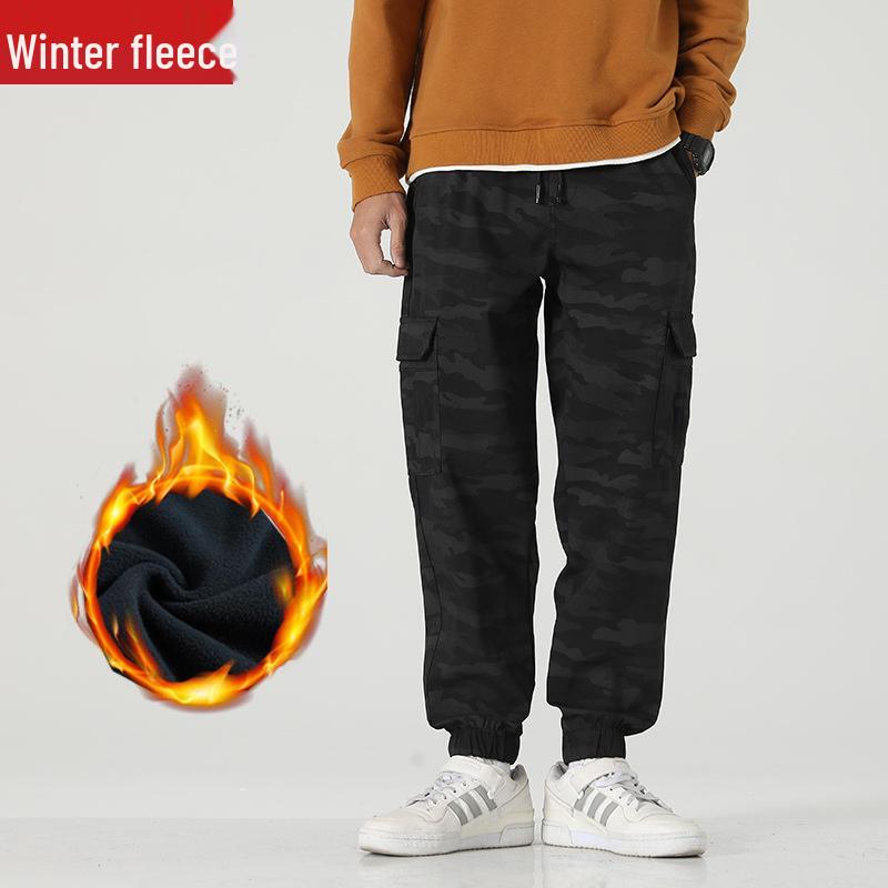 Men's Fashionable Multi-Pocket Cargo Pants: Autumn/Winter Thick Joggers with Loose Fit and Tapered Legs
