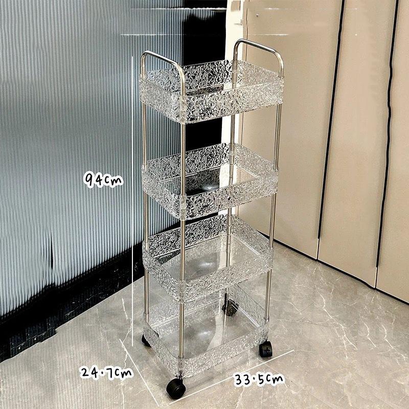 Acrylwagen, Nachttisch, Badezimmer stehend, Mobiles Badezimmer, Lagerregal, Multifunktionale mehrschichtige Snacks