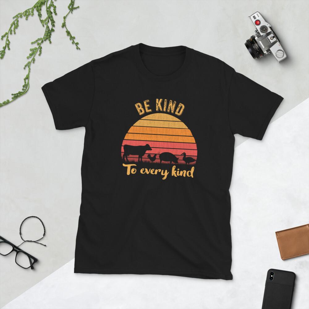 Be Kind To Every Kind, Vegan Vegetarian Retro, Short-Sleeve Unisex T-Shirt XL