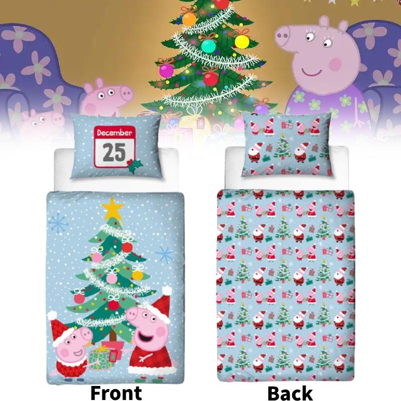 Peppa Pig Weihnachtliches Festdruck Bettwäscheset für Kinderzimmerdeko