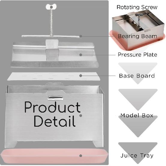 304 Stainless Steel Tofu Press, Vegan Tofu Presser Fast & Efficient Water Removal for Firm Tofu, BPA Free & Easy To Clean, Complete Set with Drip