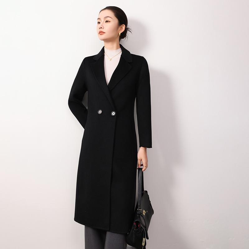 Women's Double-Faced Wool Slim Fit Extra Long Over-the-Knee Coat for Autumn/Winter