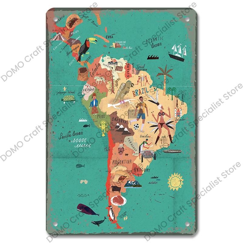 Brazil Travel Poster Country Flag Metal Tin Signs Retro Carnival Party Metal Plate Wall Decor For Bar Pub Club Home