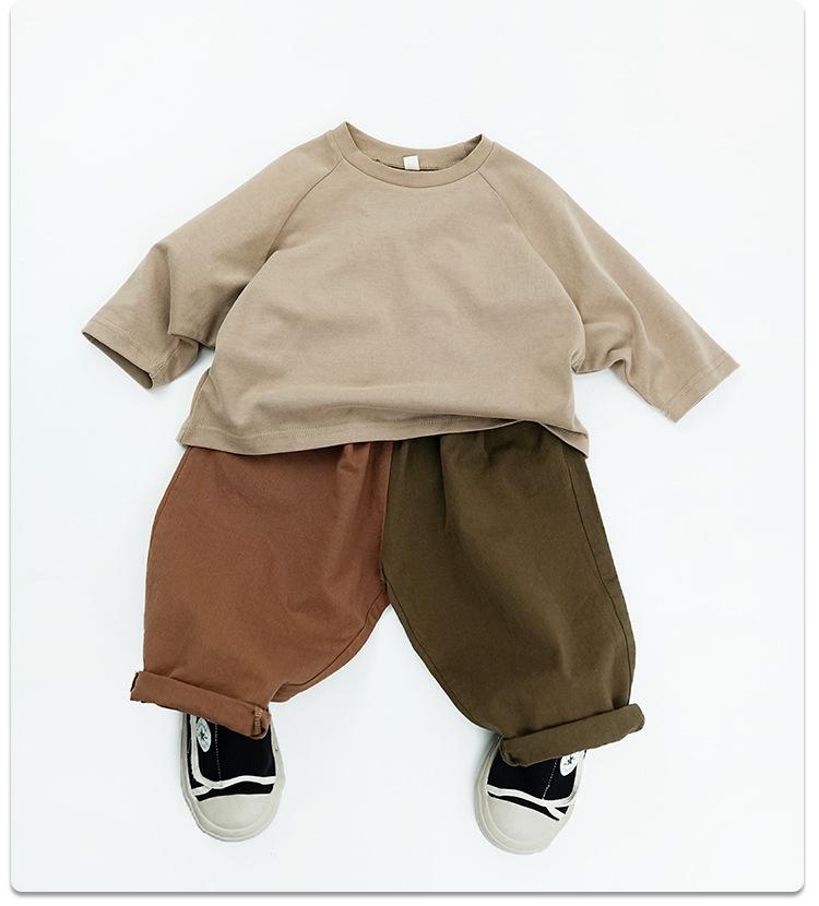Kinder Baumwoll-Leinen Karottenhose: Frühling & Herbst Koreanischer Stil, Farbblockierte Freizeitkleidung für Kleinkinder & Kinder