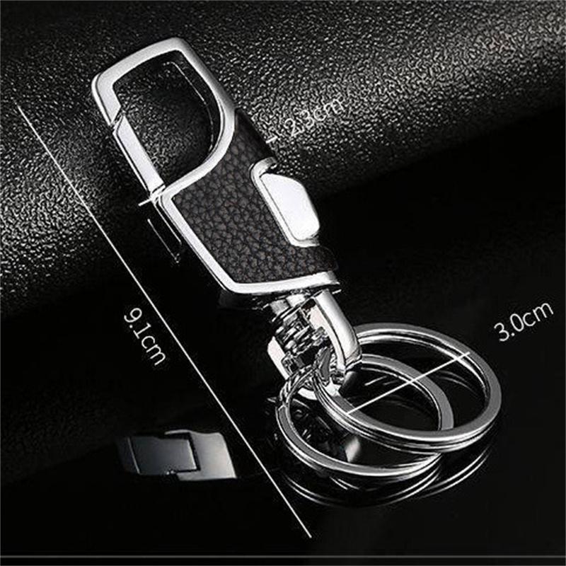 Creative Car Keychain Sleek Stainless Steel Heavy-Duty with Textured Grip 2 Extra Key Rings for Men Women Perfect for Car Keys Minimalist Design