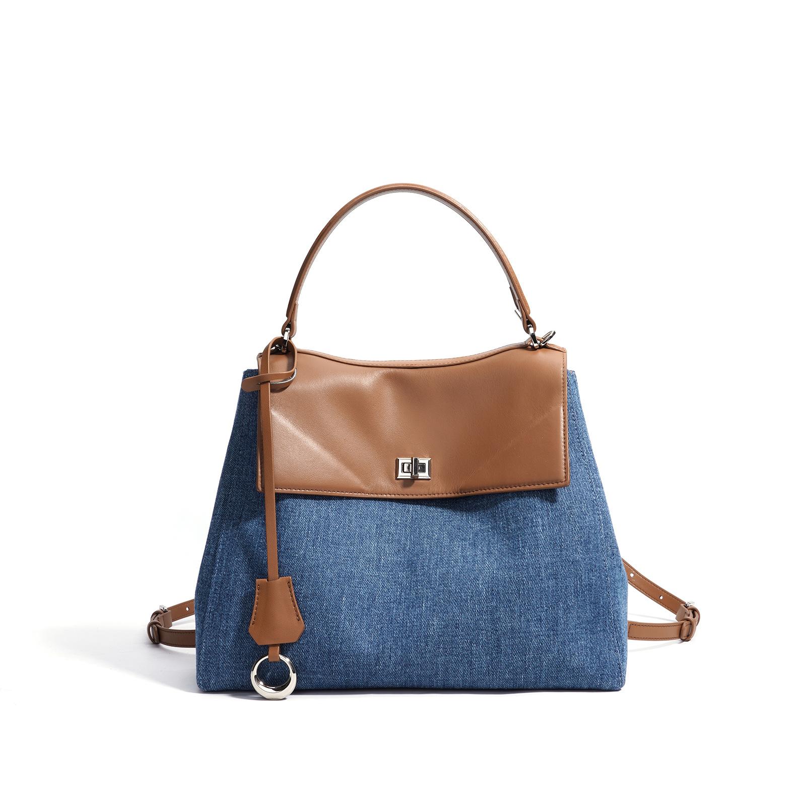 

2025 премиальный нишевый дизайн рюкзак сумка-тоут коровья кожа новая модная сумка-рюкзак на плечо сумка большой вместимости синий