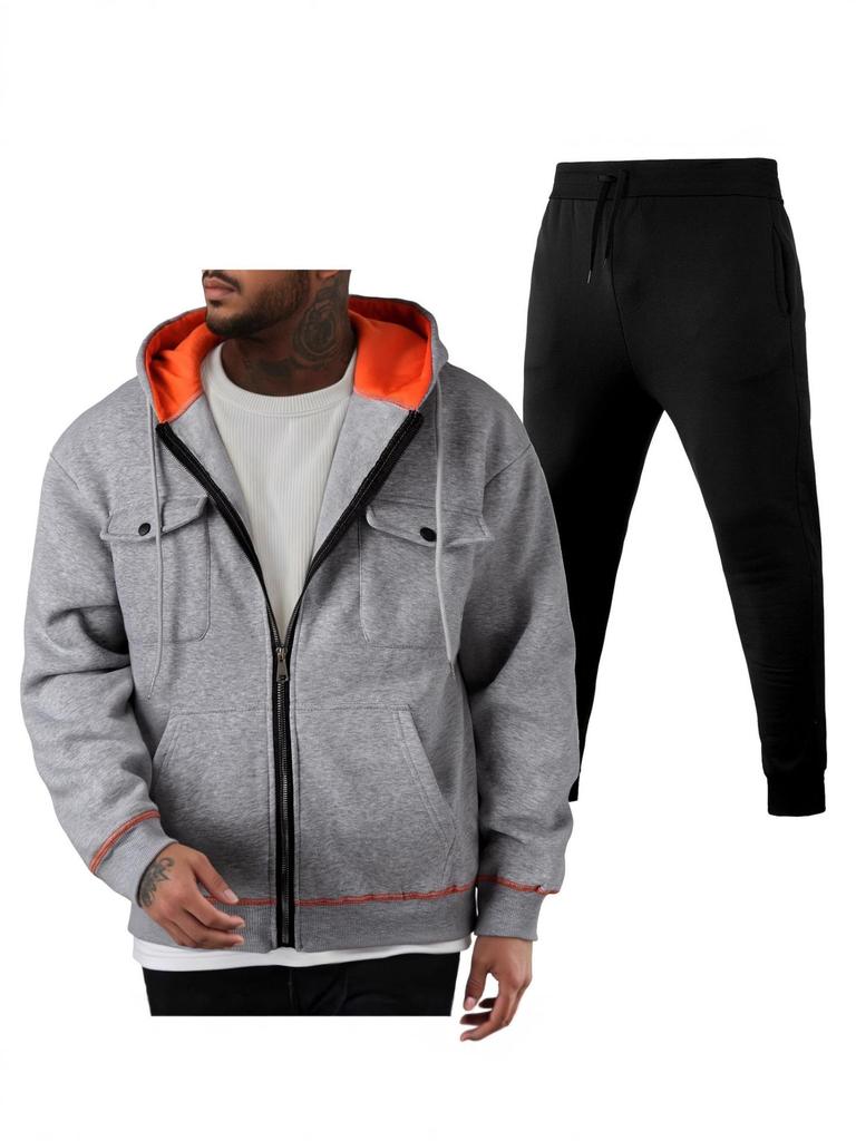 Men's Multi-Pocket Zipper Hoodie Sweatshirt 220g Fabric - Same Day Shipping