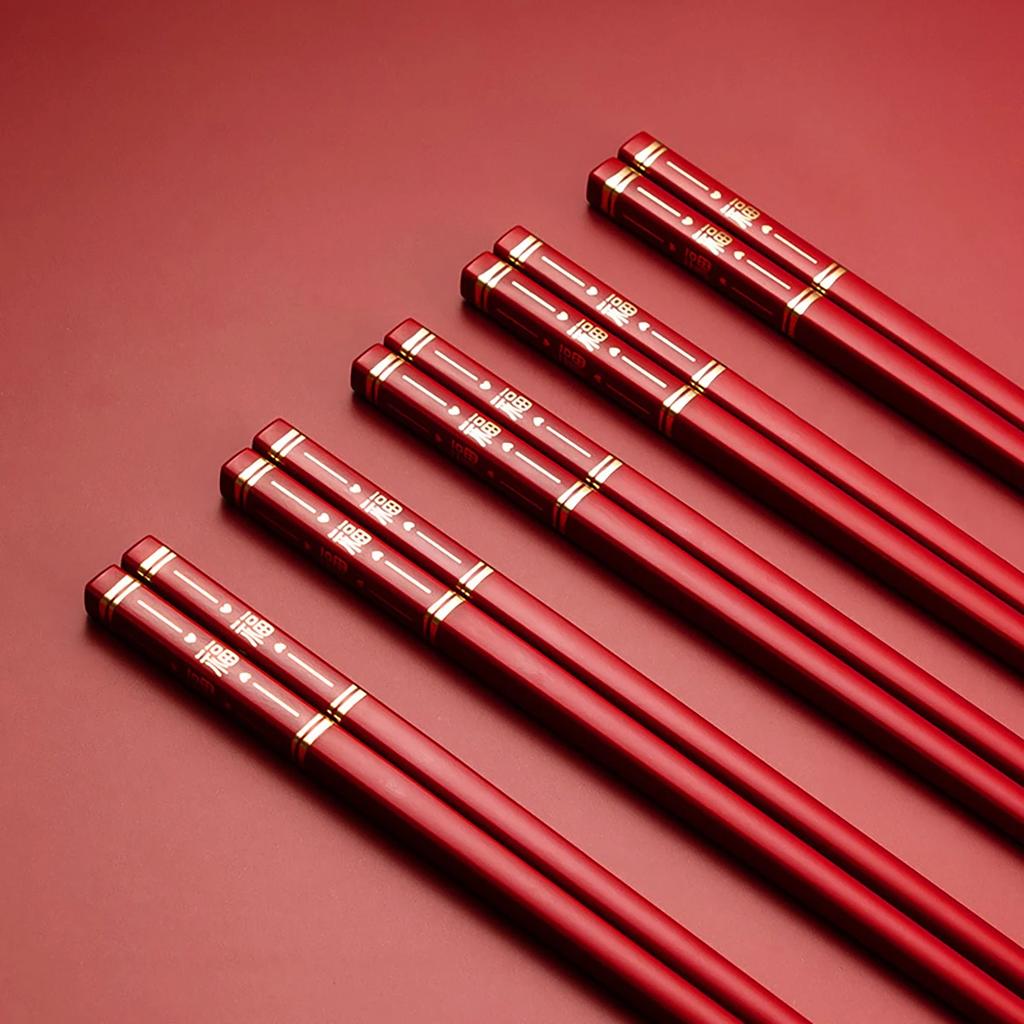 5 párů japonských hůlek slitina protiskluzové sushi hůlky sada černé čínský dárek opakovaně použitelné hůlky nádobí dárek kuchyň