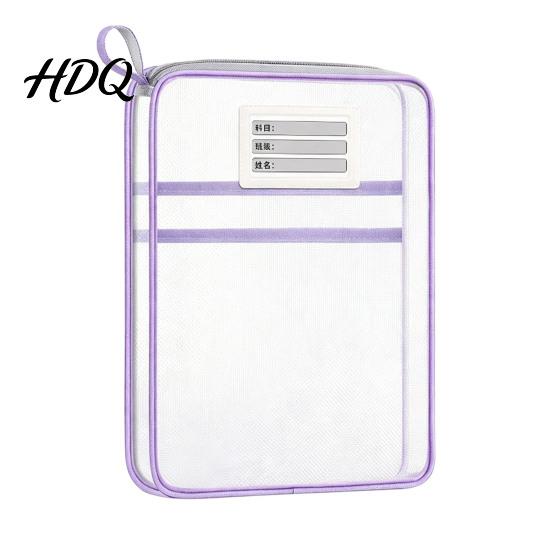 Portable Storage Pouches Transparent Nylon Document Bag Lightweight Mesh File Organizer with Zipper School Stationery Organizers And Strap,