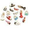Gold-Enamel Double-Sided Stainless Steel Pendant with French-Style Beauty Accessories Design