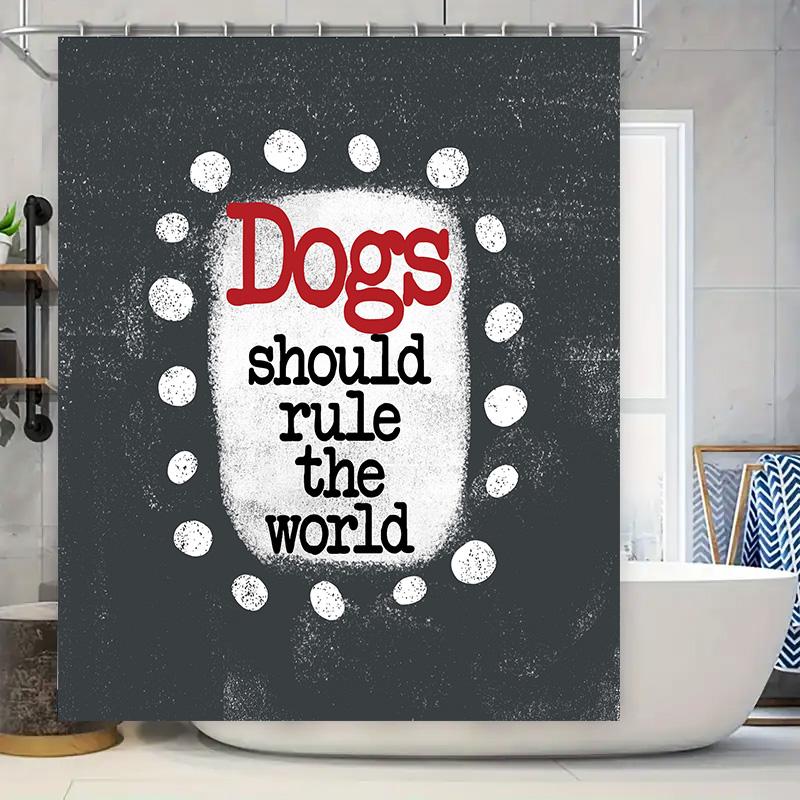 

Home Decor Shower Curtain Dog Rule World Design Black White Color Pattern Polyester Fabric For Bathrooms Decoration In Various S W60H190(CM)-1 Pcs