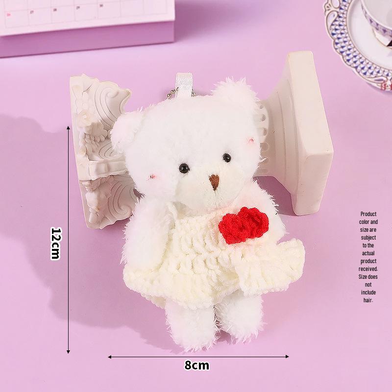 Blush Bear Doll Keychain: Cute Skirt Plush Heart Bag Charm Gift