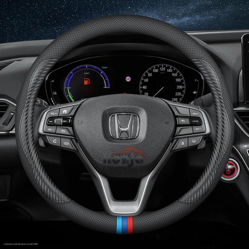 Leather Car Steering Wheel Cover for Honda CRV Ridgeline HRV Prologue URV Accord ZRV Odyssey WRV BRV Accord Pilot Fit Passport