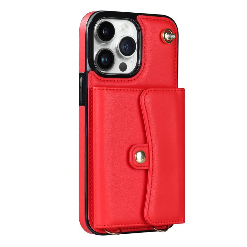 For iPhone 14 13 12 Mini 11Pro Max X/XS XR 8 7 Plus Wallet Leather Case with Long Lanyard Kickstand All-round Shockproof Cover