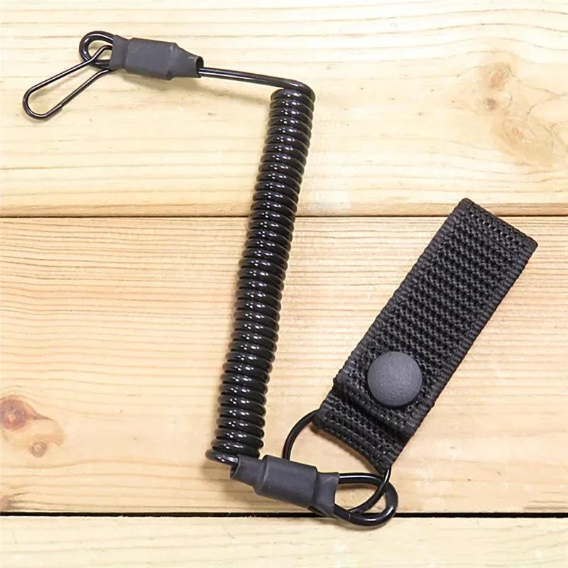Anti loss spring safety belt tactical spring outdoor waist seal waist chain spring rope anti loss climbing buckle key чёрный
