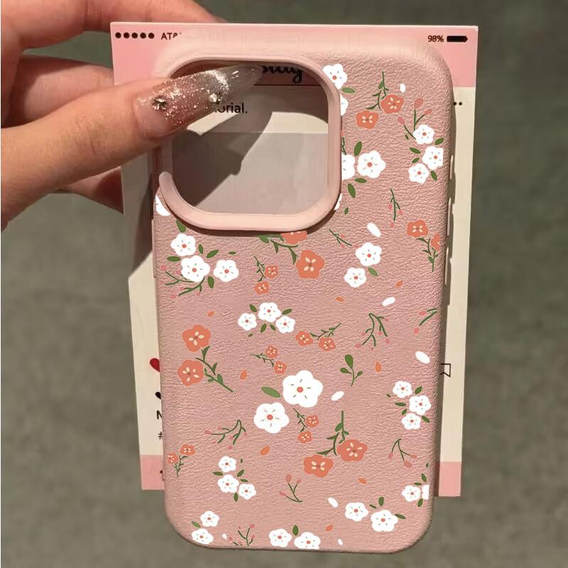 Phone Case For Samsung Galaxy S26 S25 Ultra Edge S24 S23 Plus S22 S21 S20 FE Small Floral Silicone Leather PU Shockproof Cases