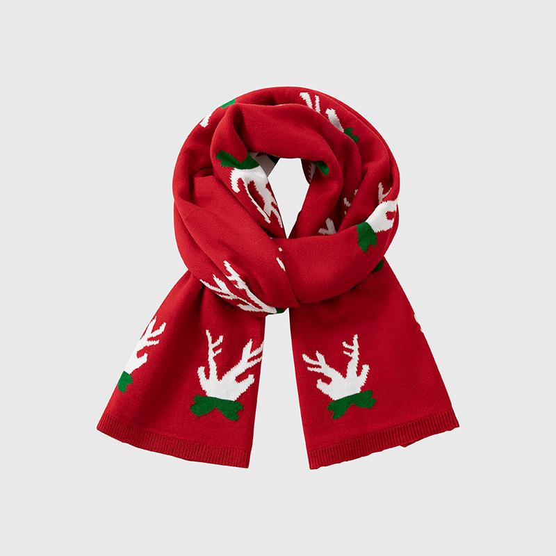 Herbst- und Winter-Weihnachtsschal, warm und vielseitig für Kinder und Erwachsene, hochwertiger europäischer und amerikanischer Stil, roter Strickschal
