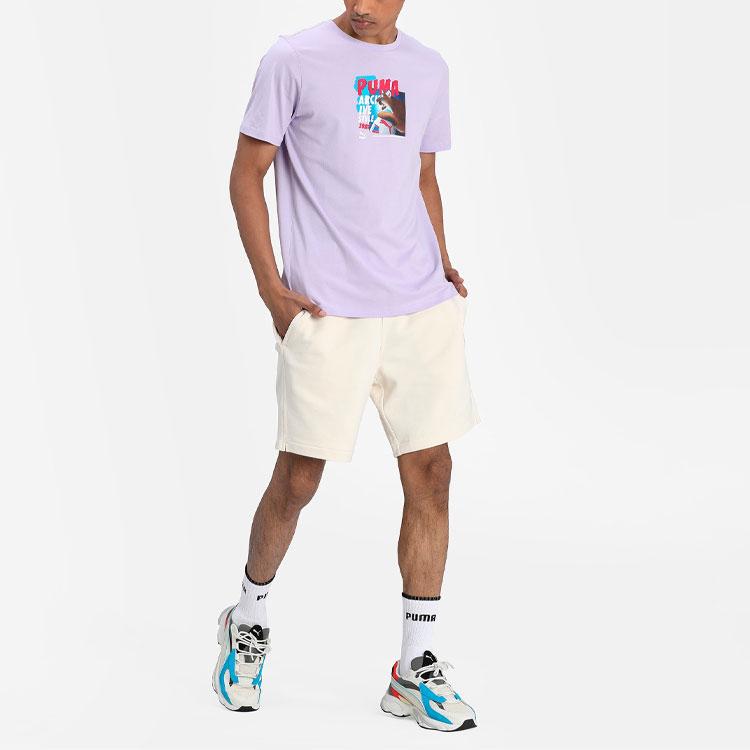 Puma Archive Casual Sports Printed Round Neck Short Sleeve T-Shirt Men Tops Light-Lavender-Purple 530910-16