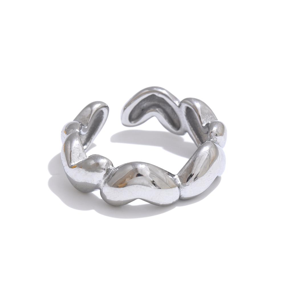 

Yhpup 7# 18K PVD Plated Metal Heart Love Casting Open Ring Gold Silver Color Stainless Steel Popular Fashion Jewelry for Women 7