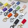 Short Leather Keychain for Men and Women Vintage Personalized Keyring Custom Logo Name Car Key Chain Ring Laser Engrave Gift