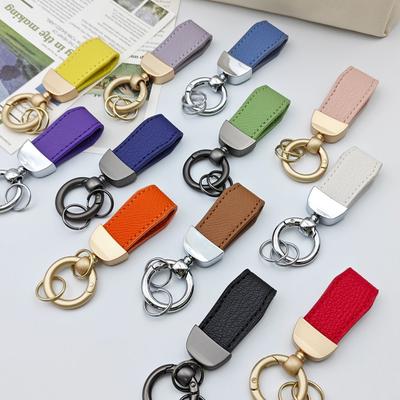 Short Leather Keychain for Men and Women Vintage Personalized Keyring Custom Logo Name Car Key Chain Ring Laser Engrave Gift